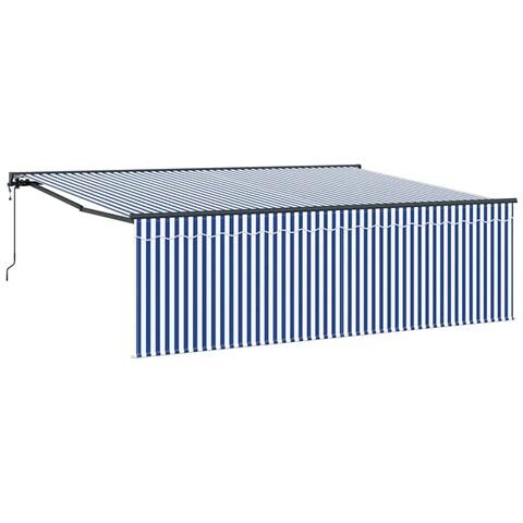 Tenda Retrattile Blu e bianco 450 × 300 cm Tessuto - Foto 1