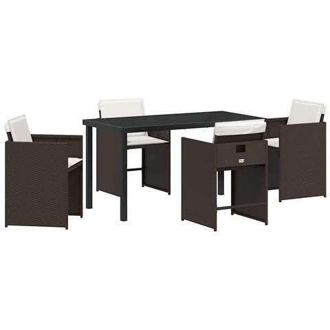 Set da Pranzo per Giardino 5 pcs Marrone Poly Rattan - Foto 1