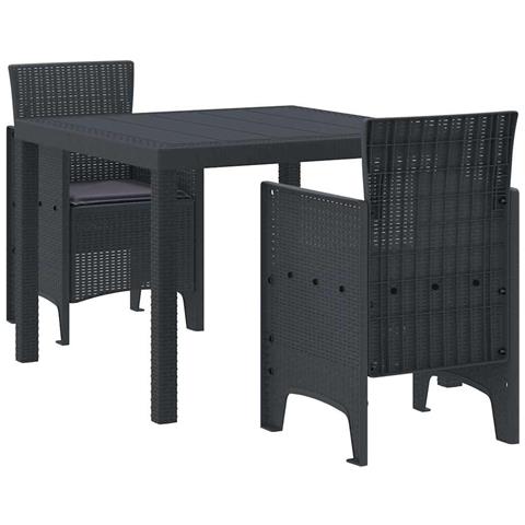 Set da Pranzo per Giardino 3 pcs Antracite Rattan Polt - Foto 1