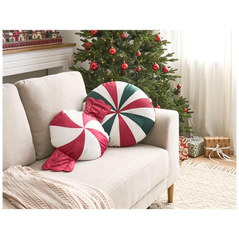 Set Di 2 Cuscini Twirl Treats Velluto 55 X 55 Cm 40 X 40 Cm Multicolore Modello Natalizio - Foto 1