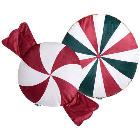Set Di 2 Cuscini Twirl Treats Velluto 55 X 55 Cm 40 X 40 Cm Multicolore Modello Natalizio - Foto 2