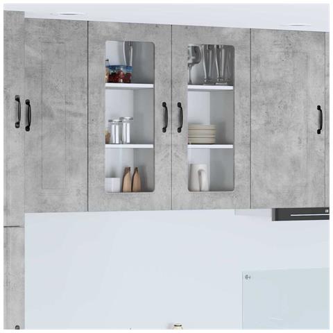 Pensile cucina Grigio cemento 40 x 31 x 80 cm Legno multistrato - Foto 2