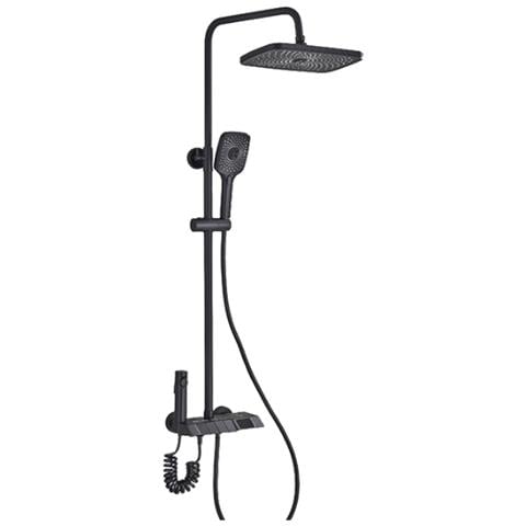 Colonna doccia, Blackswan, tipo M169, modello nero regolabile, con display LCD, tubo nascosto e doccia a pressione, misura 120 cm - Foto 1