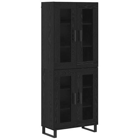 Credenza 2 pcs Rovere Nero Legno Stratificato e Vetro - Foto 1