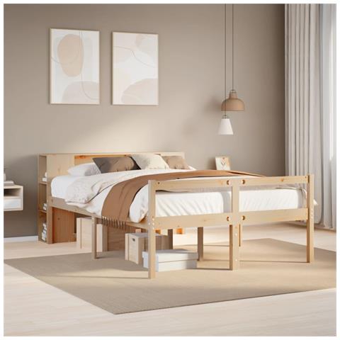 Letto Libreria senza Materasso 135x190 cm in Legno di Pino - Foto 2