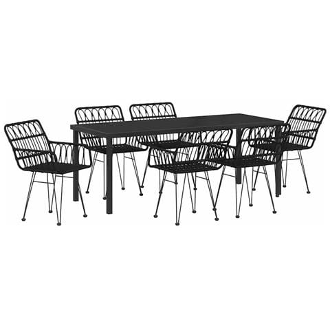 Set da Pranzo per Giardino 7 pcs Nero - Foto 1