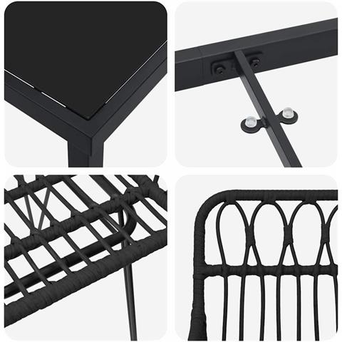 Set da Pranzo per Giardino 7 pcs Nero - Foto 9