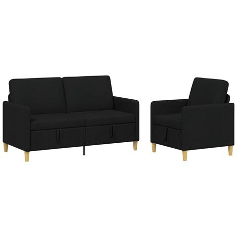 Set di Divani con Storage 2 pcs Nero Poliestere - Foto 1