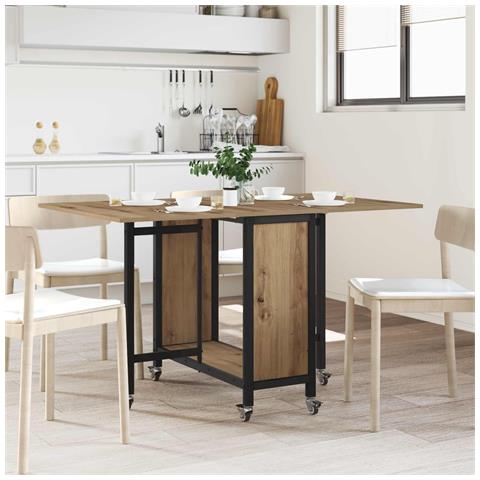 Tavolo da pranzo pieghevole con ruote 130 x 80 x 76,5 cm - Foto 2