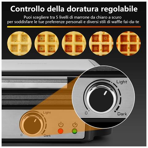 Piastra per waffle belgi SW-2130M. 4 waffle. 1200 W. 5 livelli - Foto 4