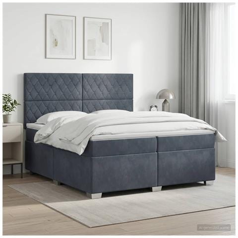 Letto box spring con materasso Grigio Scuro 200 x 200 cm - Foto 2