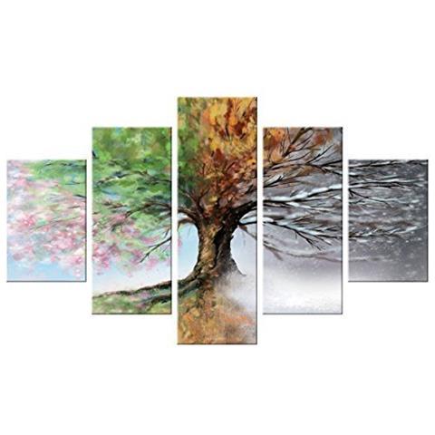Quadro Moderno 5 Pezzi In Legno Vogue 66x115 Cm Quattro Stagioni - Foto 2