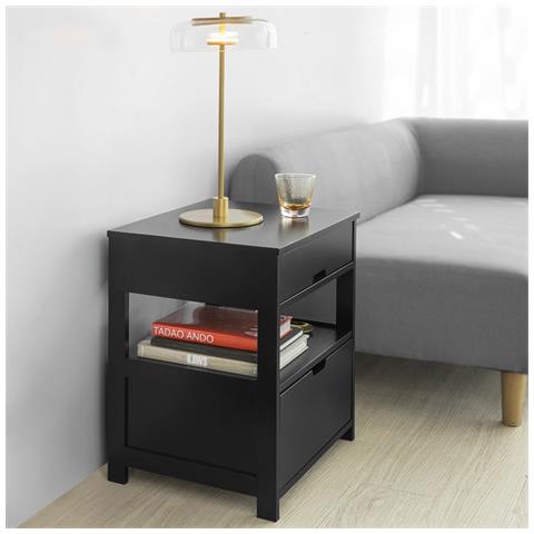Comodino Camera Da Letto Con 2 Cassetti L45*p38*a55 Cm, Nero Frg258-sch - Foto 15