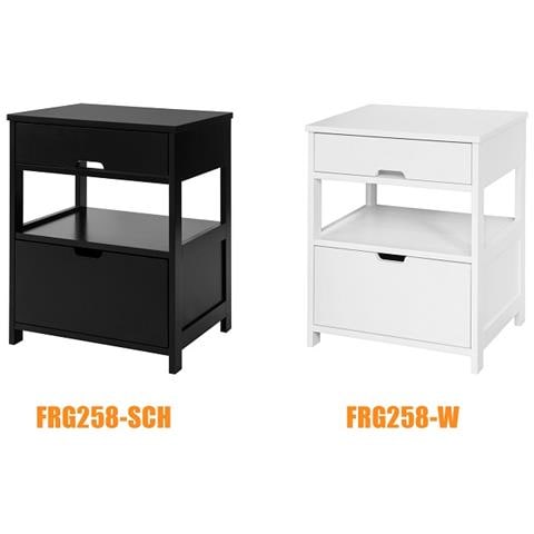 Comodino Camera Da Letto Con 2 Cassetti L45*p38*a55 Cm, Nero Frg258-sch - Foto 2