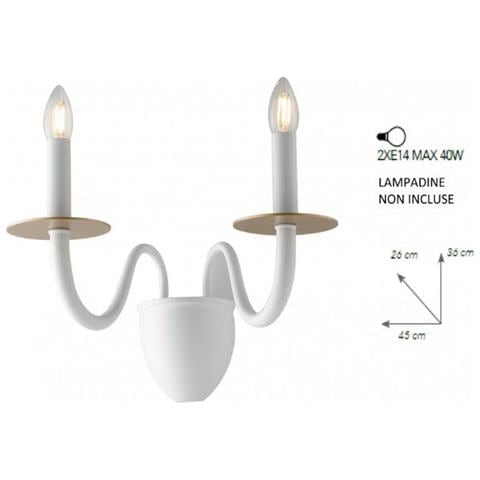 Applique Armstrong Bianco 2xe14 45x36x26cm - Foto 1
