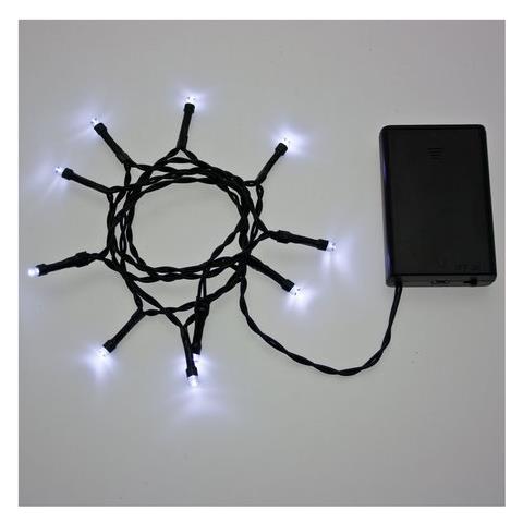 Catena Lineare Mb 10 Led Bianco 5mm Reflex, Luce Fissa, A Batteria 3xaa 1,5v, Uso Interno, Cavo Verde, Dimensioni 0,3+0,9m - Foto 1