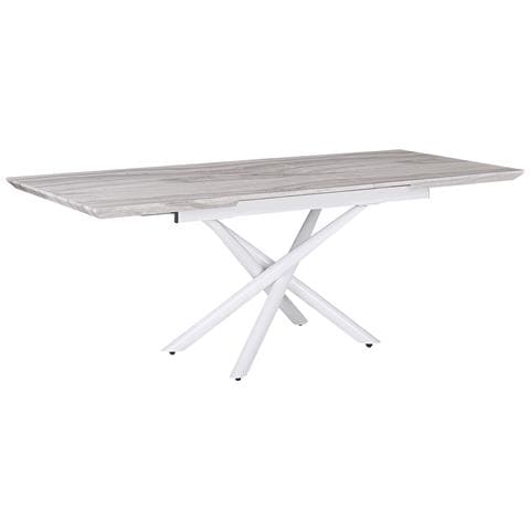 Tavolo Da Pranzo Estendibile 160/200 X 90 Cm Bianco Ed Effetto Marmo Moira - Foto 11