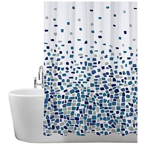 Shower Curtain Mold Muffa Resistente 180 X 180 Cm (71 X 71 Pollici) 100 Poliestere - Mosaico Patterned - Blu - Foto 1