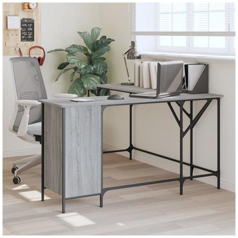 Scrivania Grigio Sonoma 141x141x75 Cm In Legno Multistrato - Foto 1