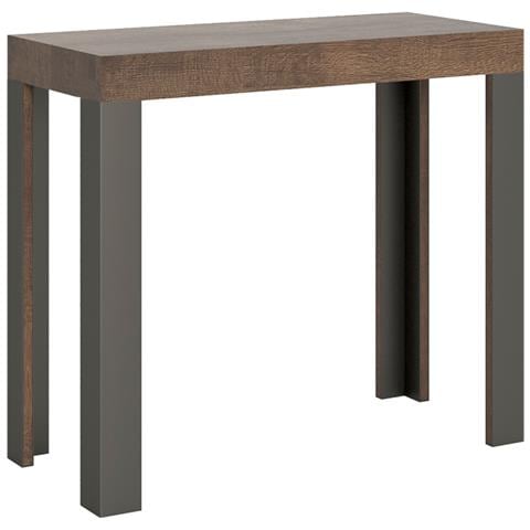 Consolle Allungabile 90x40/300 Cm Linea Telaio Antracite - Noce - Foto 6