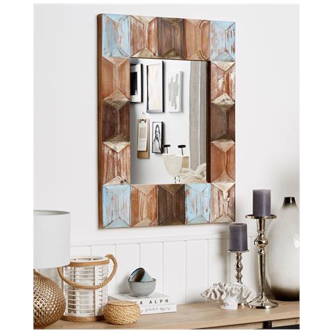 Specchio Hizote 63 Cm 90 Cm Legno Di Abete Marrone - Foto 1