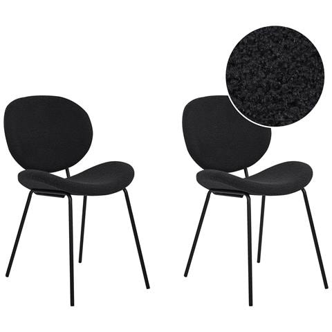 Set Di 2 Sedie Da Pranzo Bouclé Nero Luana - Foto 8