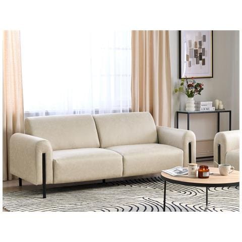 Divano 3 Posti Askim Tessuto Beige - Foto 1