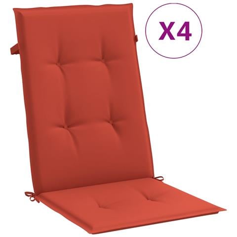 Cuscini Sedia Schiena Alta 4 Rosso Mélange 120x50x4 Tessuto - Foto 2
