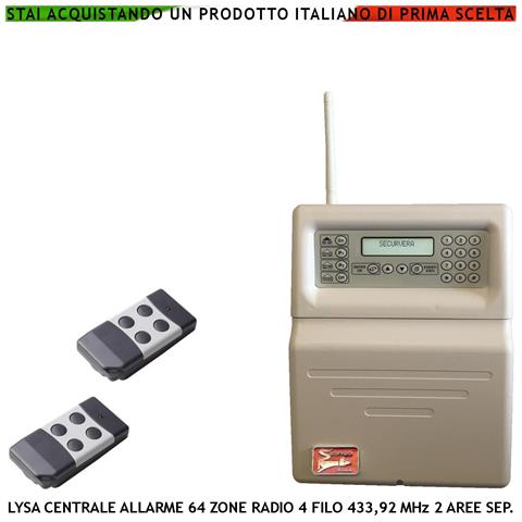Centrale Antifurto Radio Filo Lysa 64 Con 2 Radiocomandi 64 Zone Radio Supervisionate 4 Zone Filo 2 Aree Indipendenti - Foto 1
