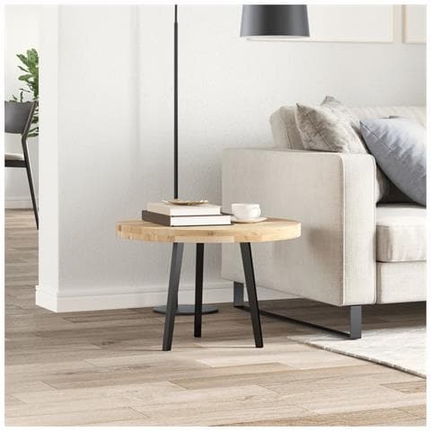 Piano Tavolo Rotondo 60x4 Cm In Legno Massello Di Acacia - Foto 3