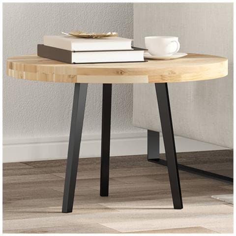 Piano Tavolo Rotondo 60x4 Cm In Legno Massello Di Acacia - Foto 1