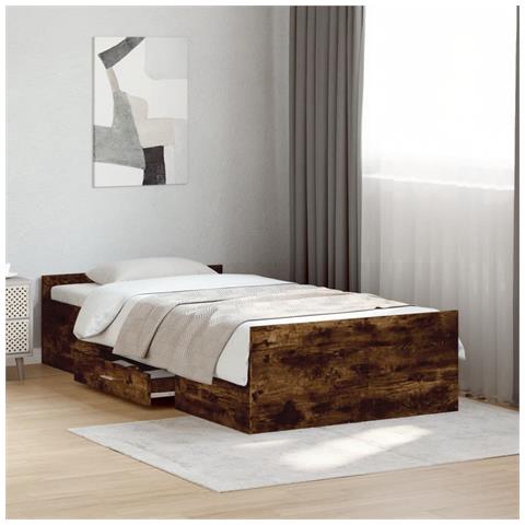 Giroletto Con Cassetti Rovere Fumo 100x200 Cm Legno Multistrato - Foto 3