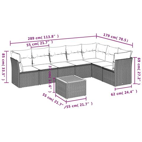 Set Divani da Giardino con Cuscini 8 pz Nero in Polyrattan - Foto 2
