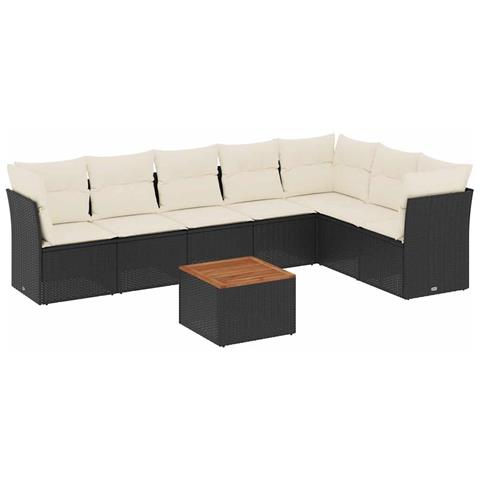 Set Divani da Giardino con Cuscini 8 pz Nero in Polyrattan - Foto 1