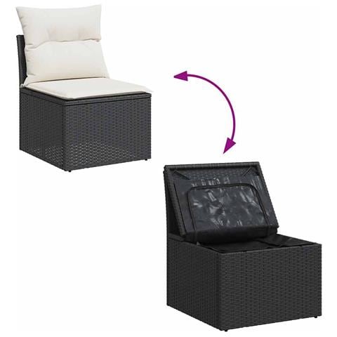 Set Divani da Giardino con Cuscini 8 pz Nero in Polyrattan - Foto 10