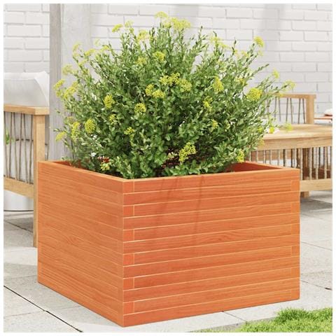 Fioriera Giardino Marrone Cera 70x70x46 Cm Legno Massello Pino - Foto 9