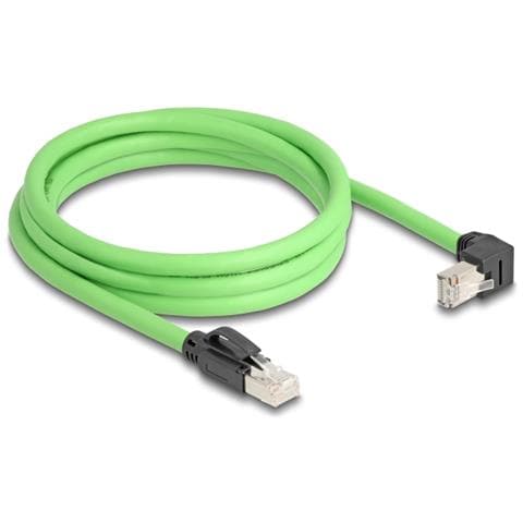 Cavo di rete RJ45 Cat. 6A maschio per maschio angolato verso il basso SF /UTP adatto per catene portacavi PUR (TPU) 2 m verde - Foto 2