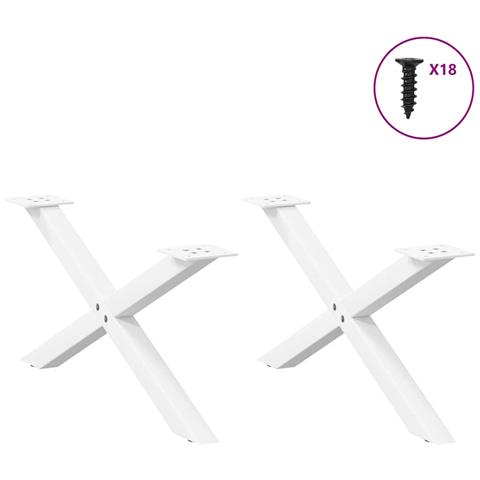 Gambe Tavolino Da Caffè A X 2 Pz Bianco 70x(30-31)cm In Acciaio - Foto 3