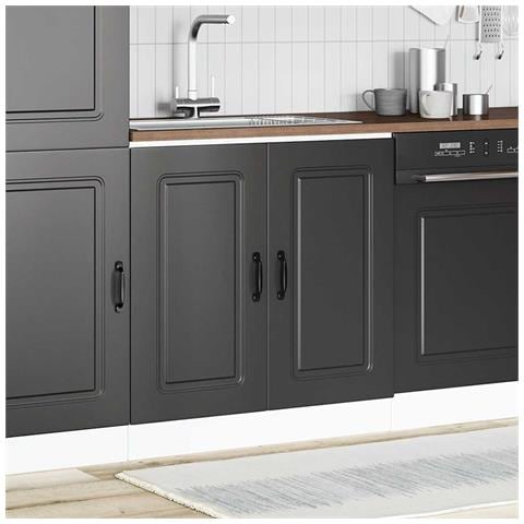 Mobile Base Lavello Kalmar Nero 80x46x81,5 Cm In Truciolato - Foto 3