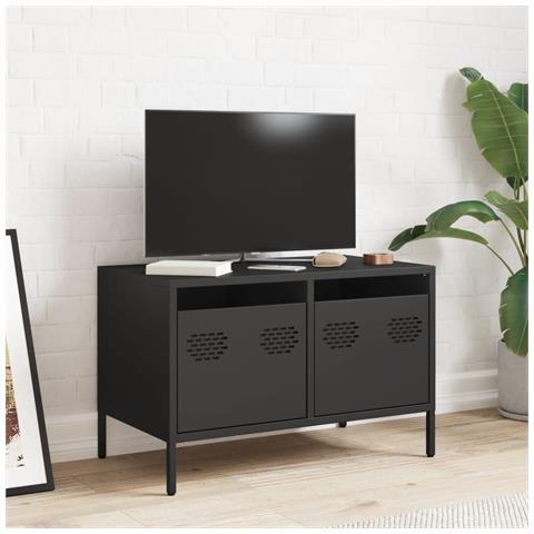 Mobile Tv Nero 68x39x43,5cm In Acciaio Laminato A Freddo - Foto 3