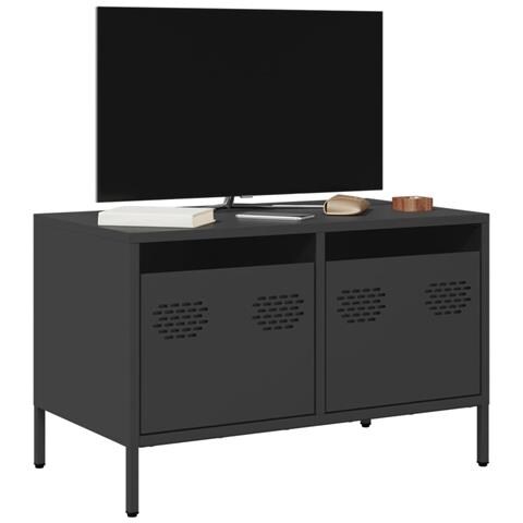 Mobile Tv Nero 68x39x43,5cm In Acciaio Laminato A Freddo - Foto 1