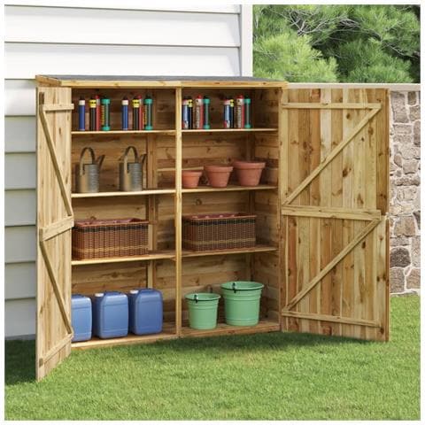 Lusso Casadino -  Rimessa Attrezzi Giardino 163x50x171 Cm Massello Di Pino - Foto 8