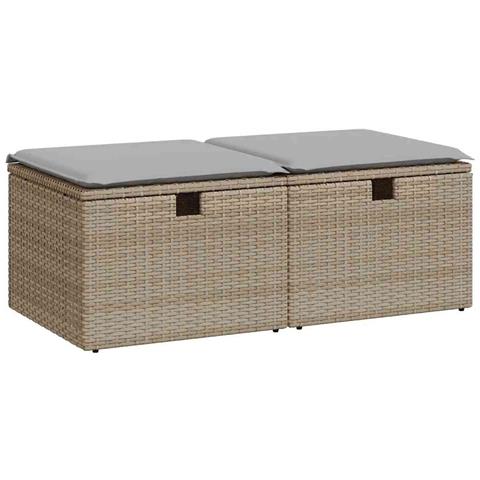 Set Divano da Giardino 2 pz con Cuscini Beige Polyrattan Acacia - Foto 1