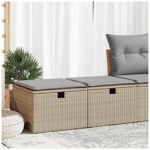 Set Divano da Giardino 2 pz con Cuscini Beige Polyrattan Acacia - Foto 2