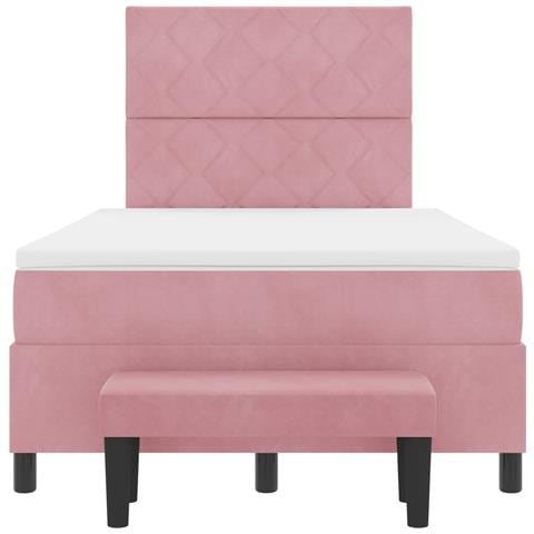 Letto con Box Spring con Materasso e Panca Rosa 120x200 cm Velluto - Foto 9