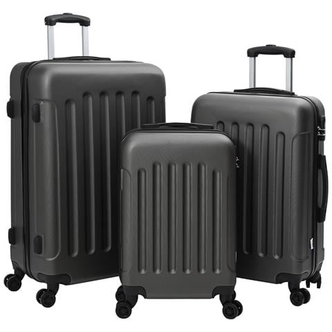 Set di valigie 3 pezzi rigido grigio scuro 20'' 24'' 28'' ABS - Foto 1