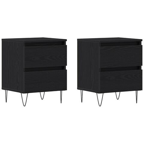 Comodini 2 pz Rovere Nero 40x35x50 cm Legno ingegnerizzato - Foto 1