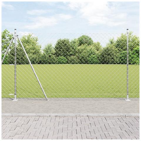 Recinzione in rete metallica con 7 pali flangiati 1,5x10 m in acciaio zincato - Foto 2