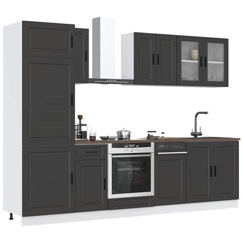 Set Mobili da Cucina 8 pz Kalmar Neri Legno Multistrato - Foto 2
