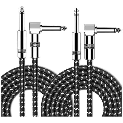 Cavo Per Chitarra Elettrica Basso Intrecciato Bianco E Nero, Connettore Angolato /dritto, 10ft Per Live Streaming 5m - Foto 1